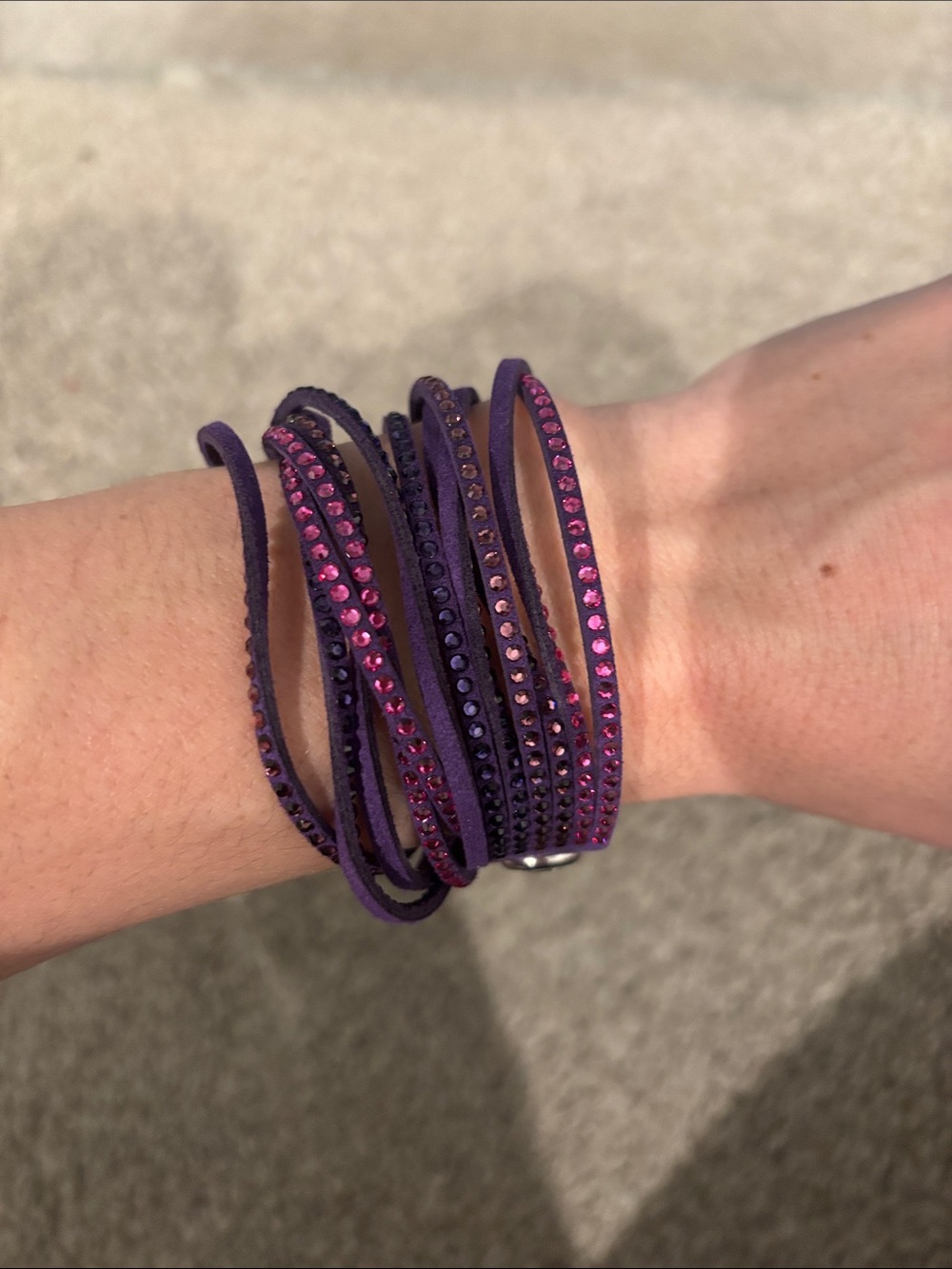 Swarovski Purple and Pink Crystal Multiwrap Bracelet